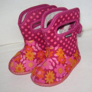 Toddler Bogs Rain Boots - Flower stripes (size 5T)